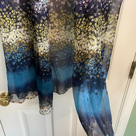 Coldwater Creek Chiffon Vest Duster Floral Sheer Open Front Lightweight Sz OS - Picture 3 of 7